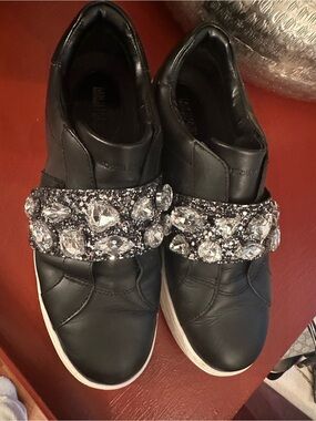Michael Kors Black Slip-On Sneakers with Crystal Embellishment